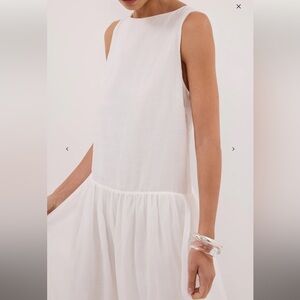dissh jacques ramie dress white - Sleeveless White Drop-Waist Midi Dress, size 4